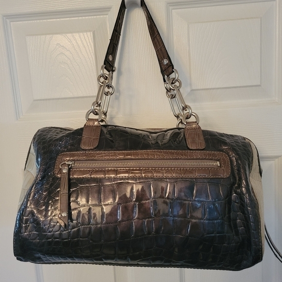 Vintage Guess Handbag Y2K Faux Leather Bling Gold Silver Purse Satchel Bag Retro - Picture 12 of 13
